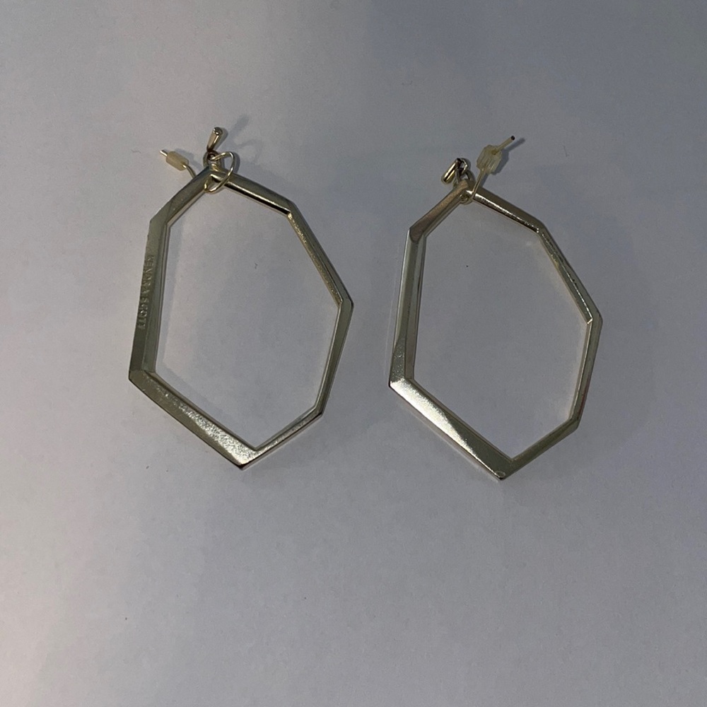 Kendra Scott Silver Geometric Hexagon Hoop Earrings
